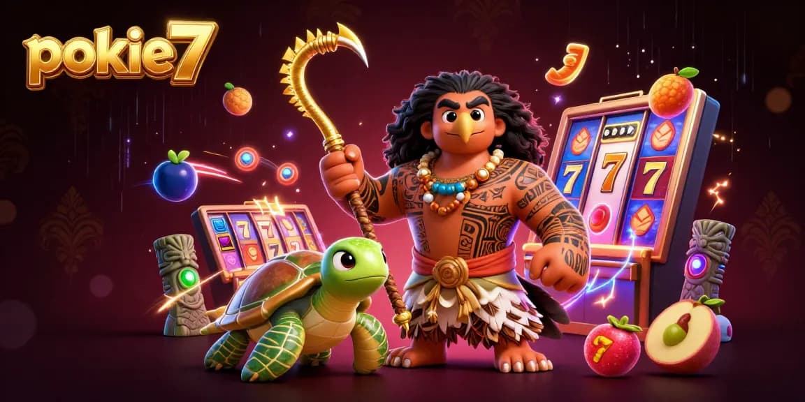 Spin action with pokie7 characters, showcasing vibrant 3D slot machine elements and lively gameplay energy.
