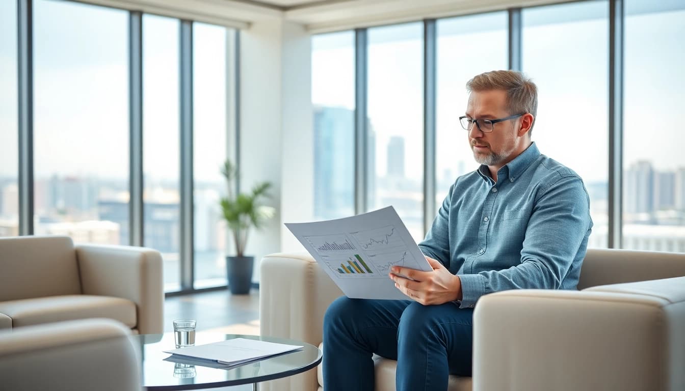 Engaging discussion between client and an extended warranty company advisor in a modern office.