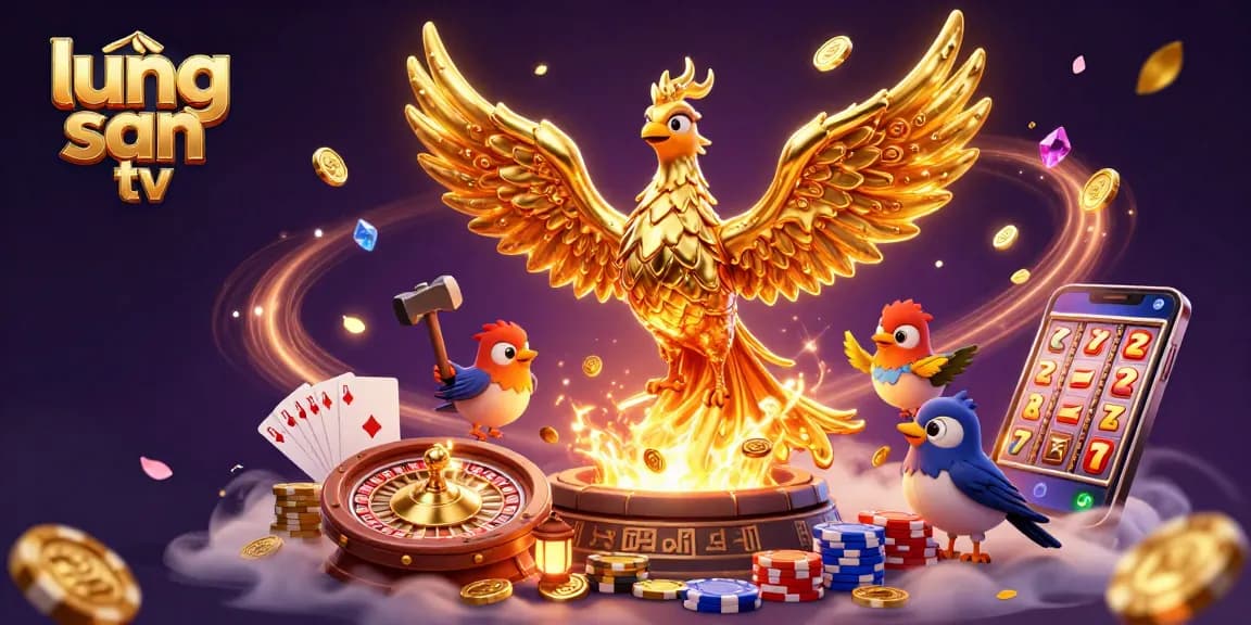 Experience the dynamic world of lương sơn tv featuring a molten metal phoenix with golden coins in a lively casino scene.