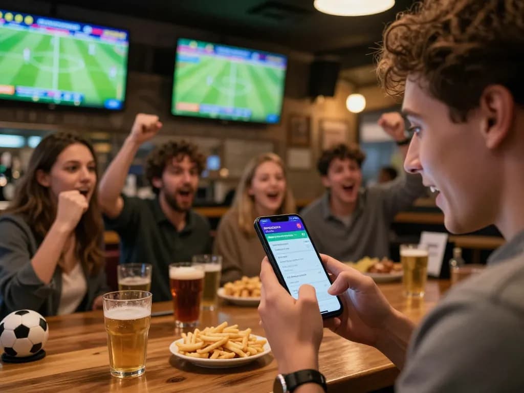 Bongdalu ngoại hạng anh live score updates engaging users in a lively sports bar.