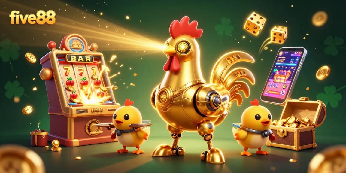 Engage with five88's thrilling casino experience featuring a colorful jackpot explosion.