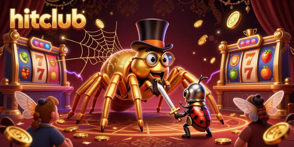Engage with hitclub in this vibrant casino scene with golden tarantula and beetle knight.