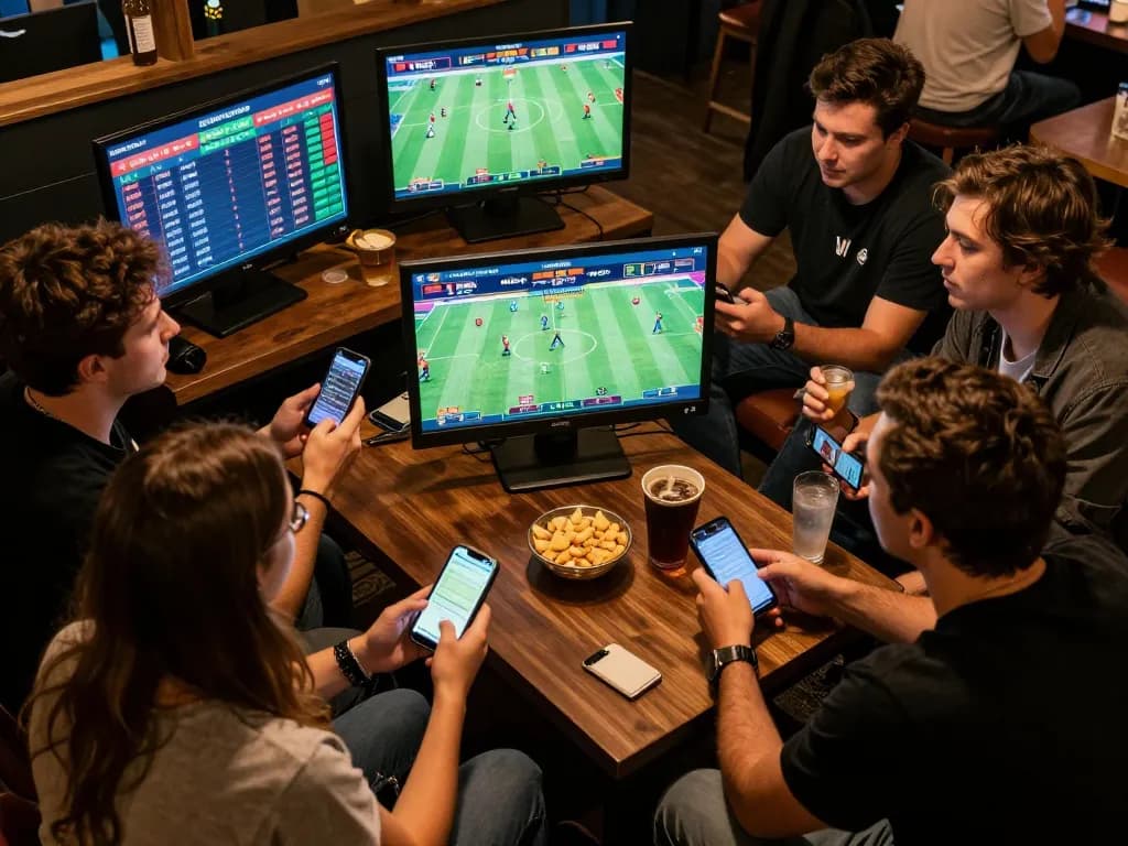 Friends placing bets during worldcup2026 matches, capturing the excitement of sports betting.