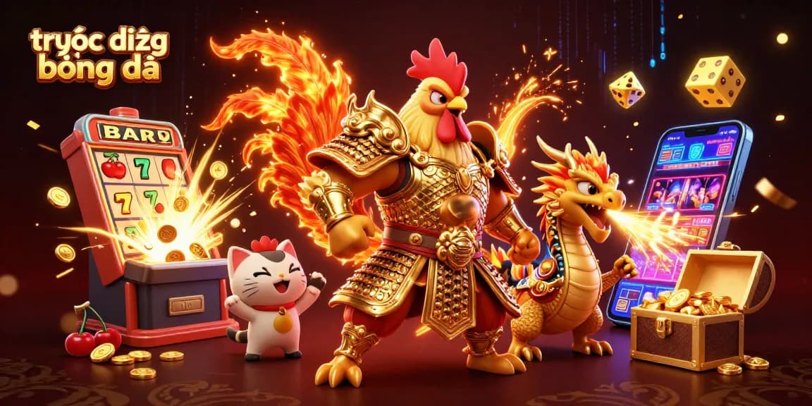 Experience trực tiếp bóng đá with a thrilling animated scene featuring unique characters and dynamic casino elements.