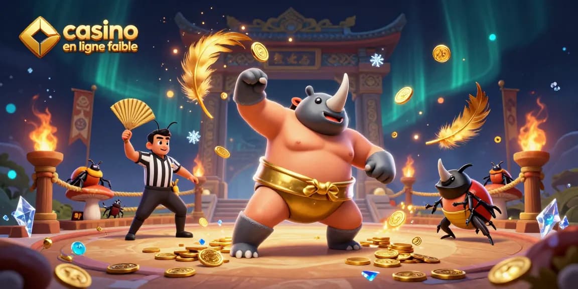 Célébrez vos gains au casino en ligne fiable avec un champion et des spectateurs en plein combat ludique.
