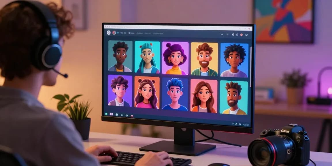 Character AI NSFW chat interface with animated avatars in a cozy workspace setting