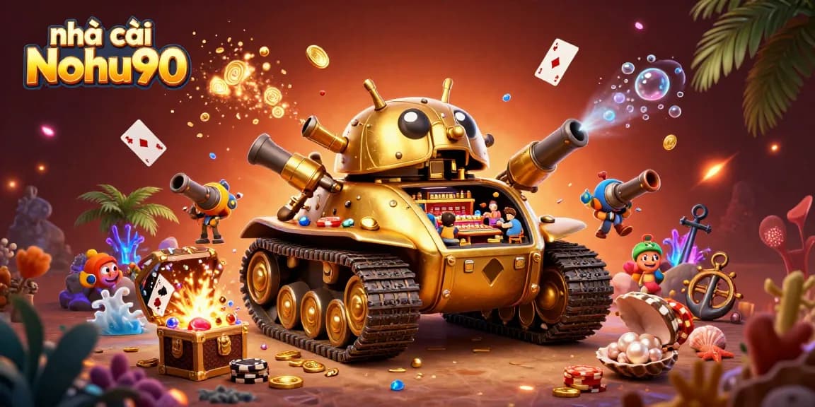 Experience the excitement of nhà cái Nohu90 with a vibrant casino scene featuring thrilling gaming elements and dynamic character interaction.