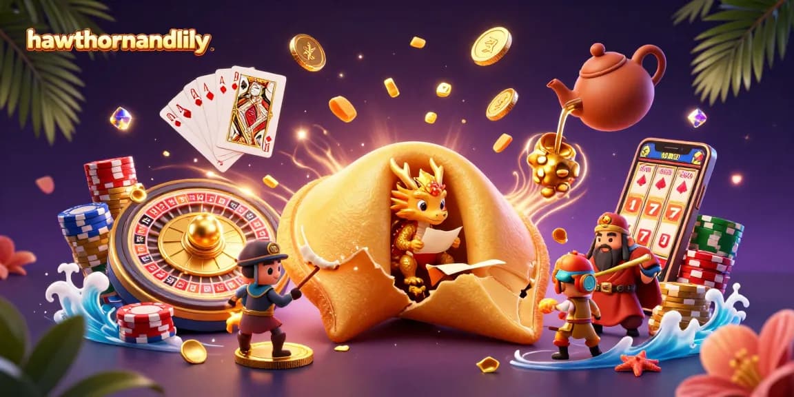 Experience thrilling gameplay with hawthornandlily, featuring a vibrant 3D casino scene packed with dynamic elements.