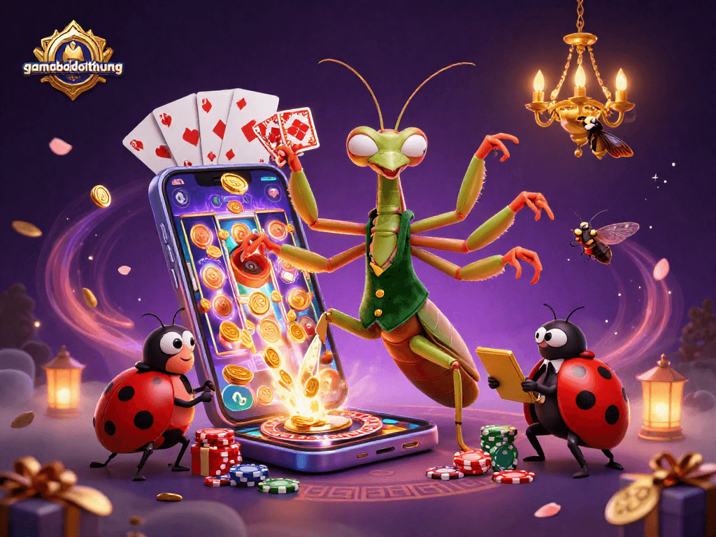 Experience the thrill of gamebaidoithuong with a vibrant casino scene featuring animated characters and gaming elements.