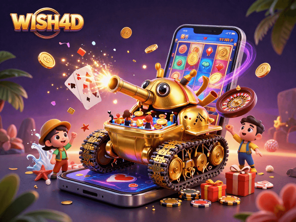 Engage with the magic of WISH4D in this vibrant casino fantasy scene.