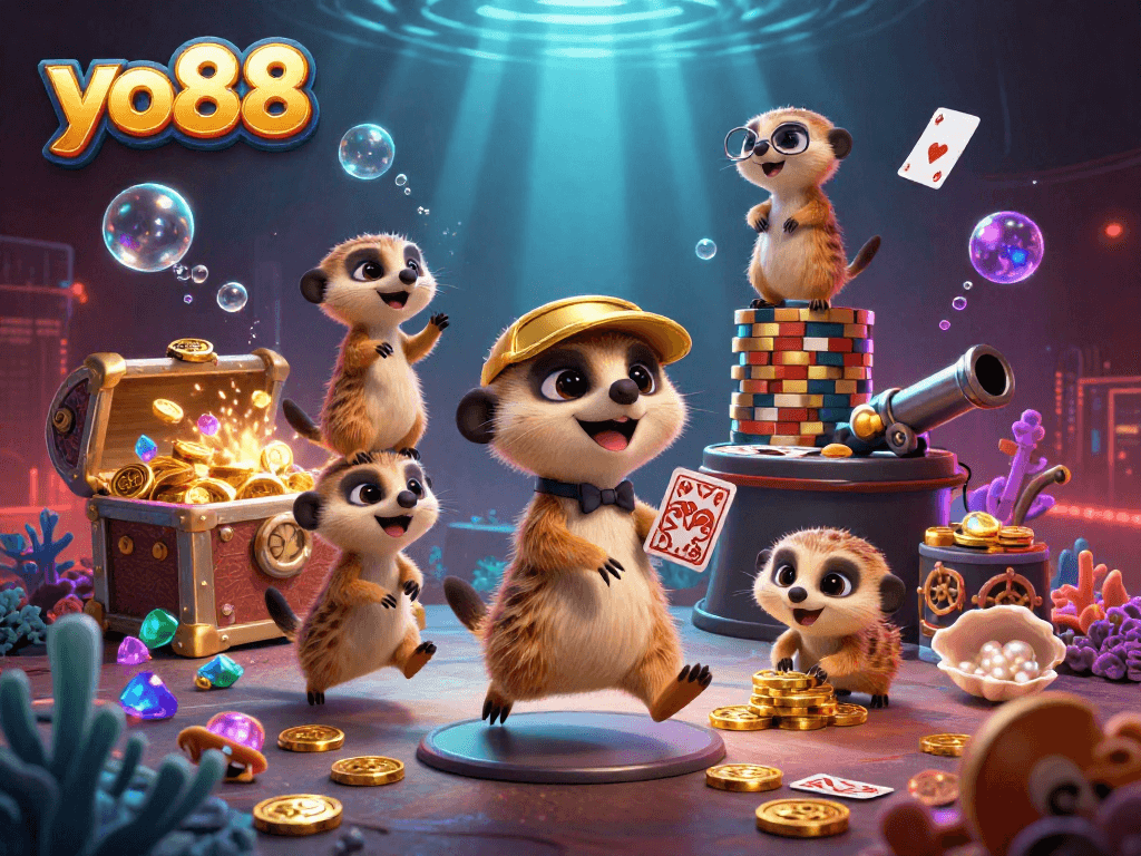 Join the lively meerkats at yo88 casino, brimming with chips and underwater treasures.
