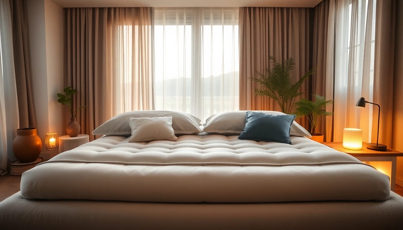Experience comfort and support with a tempur pedic mattress in a serene bedroom setting.
