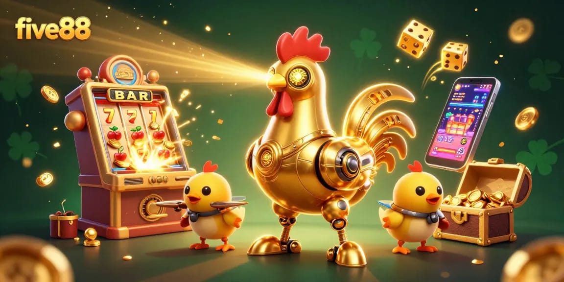 Engage with five88's thrilling casino experience featuring a colorful jackpot explosion.