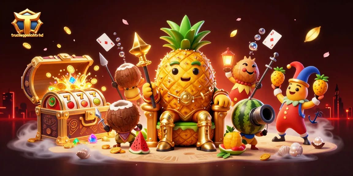 Experience tructiepcakhiatv hd with a captivating scene, featuring a pineapple king and dynamic casino elements.