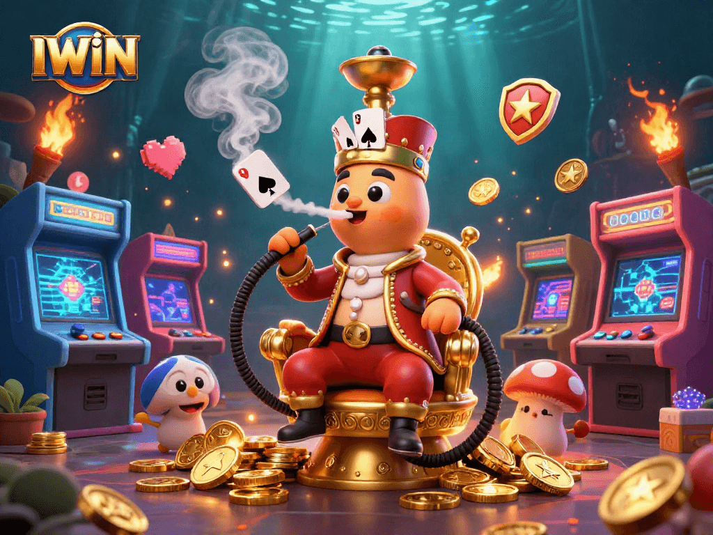 Experience the thrill of IWIN casino games with a vibrant 3D scene packed with excitement and adventure.