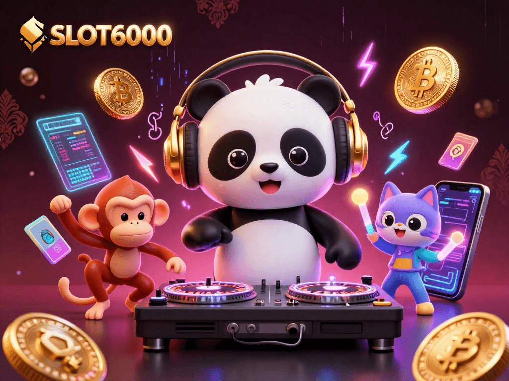 SLOT6000 brings excitement to players with vibrant 3D characters, spinning roulette wheels, and cryptocurrency elements.