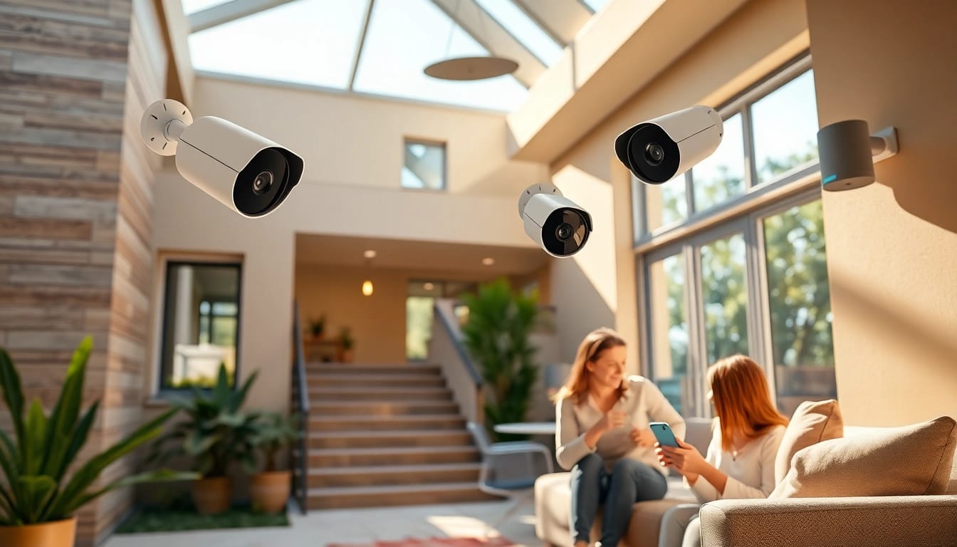 Configuración de seguridad para el hogar moderna con Cámaras Ezviz que destacan por su diseño elegante y su funcionalidad.