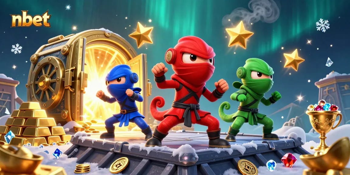 nbet ninja chameleons engage in dynamic action amongst gold and gems