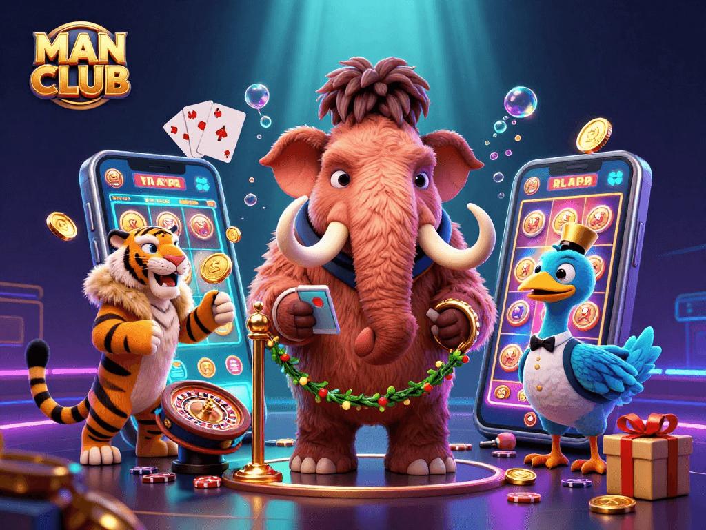 Experience the MAN CLUB with a vibrant casino bouncer scene alive with winning slot games and high-stakes action.