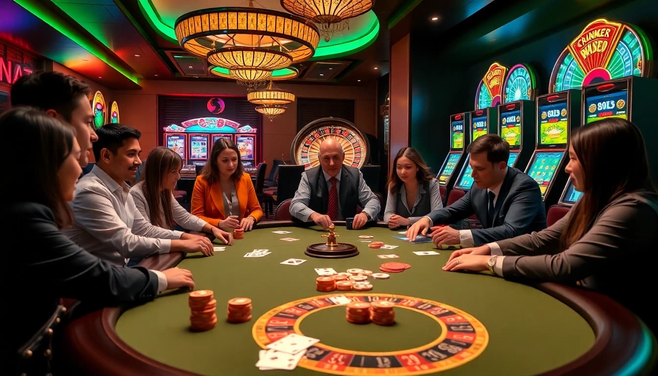 A dynamic poker game at https://new88.pet/, showcasing thrilling action with players and colorful chips.