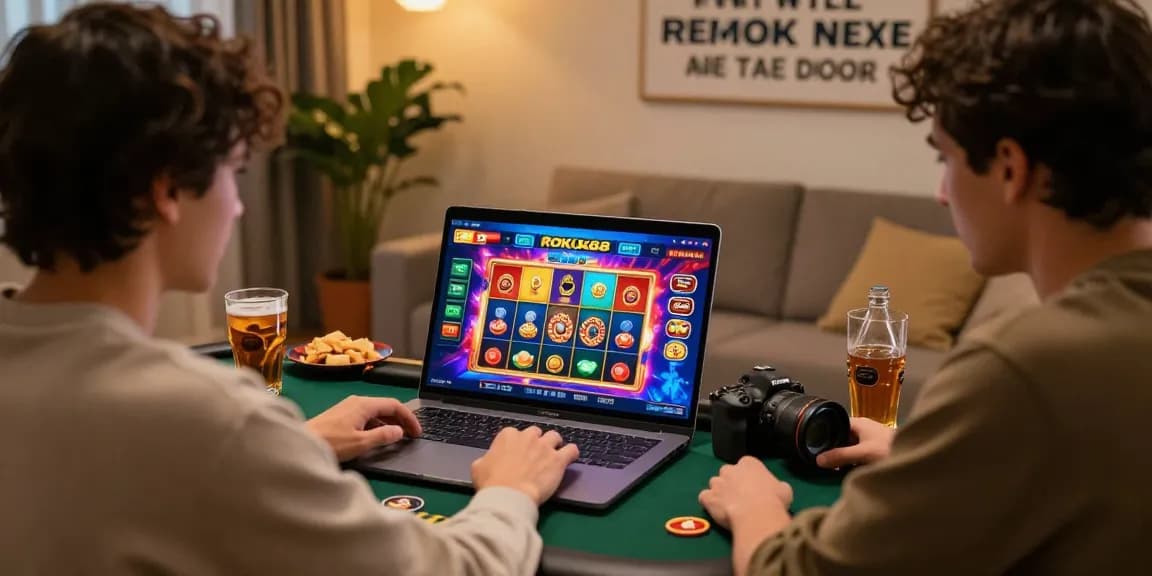 Engaged player enjoying ROKOK88 online gaming excitement with vibrant graphics.