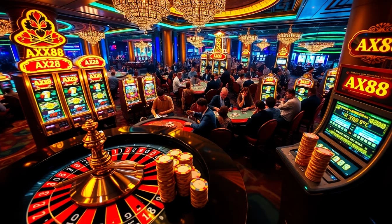 Experience the excitement of AXX88 with thrilling roulette, poker, and glimmering slot machines.