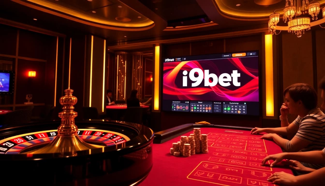 Engaging players at an i9bet casino table surrounded by vibrant gaming atmosphere.