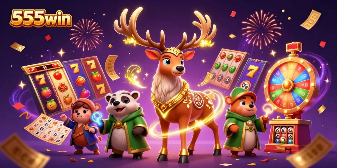 Engage in vibrant gaming thrills with 555win as colorful jackpots and thrilling characters illuminate the night.