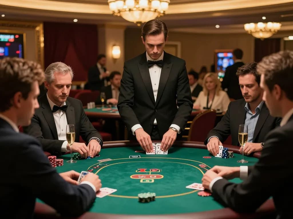 Engaged players at a high-stakes poker table on Trang chủ fly88, showcasing strategic gameplay.