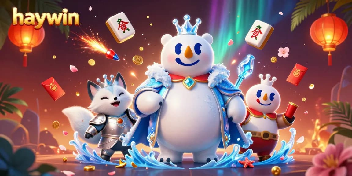 Engage with haywin's slot experiences featuring the ice king polar bear and snow fox in a vibrant casino scene.