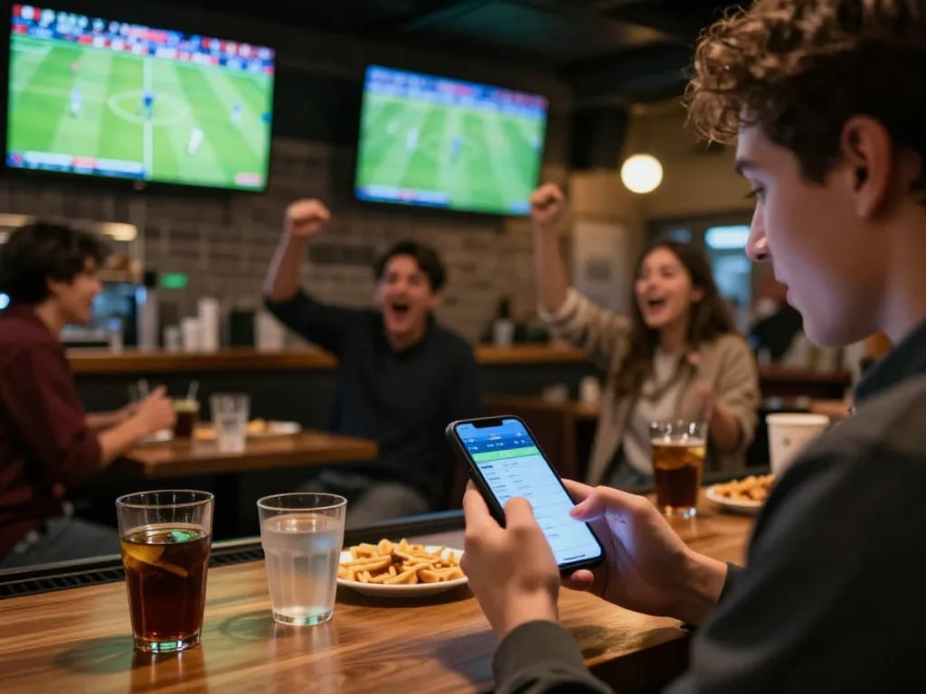 Engaging Keo nha cai betting experience with friends in a lively sports bar atmosphere