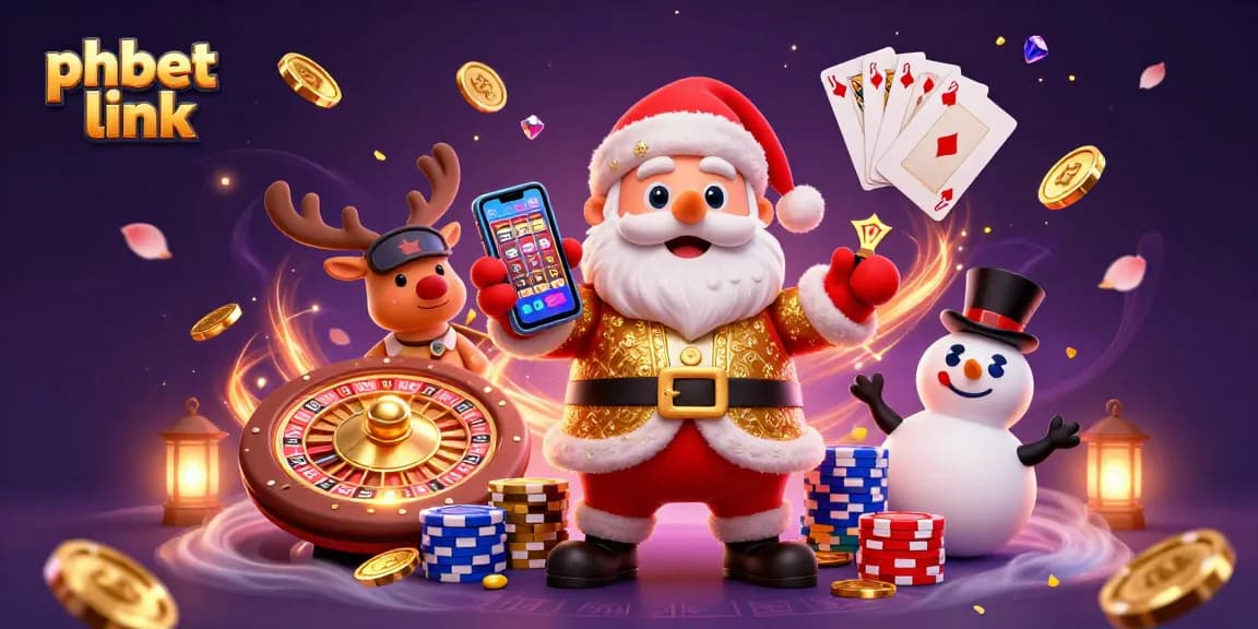 Enjoy the exciting phbet link with Santa Claus and friends in a vibrant casino scene.