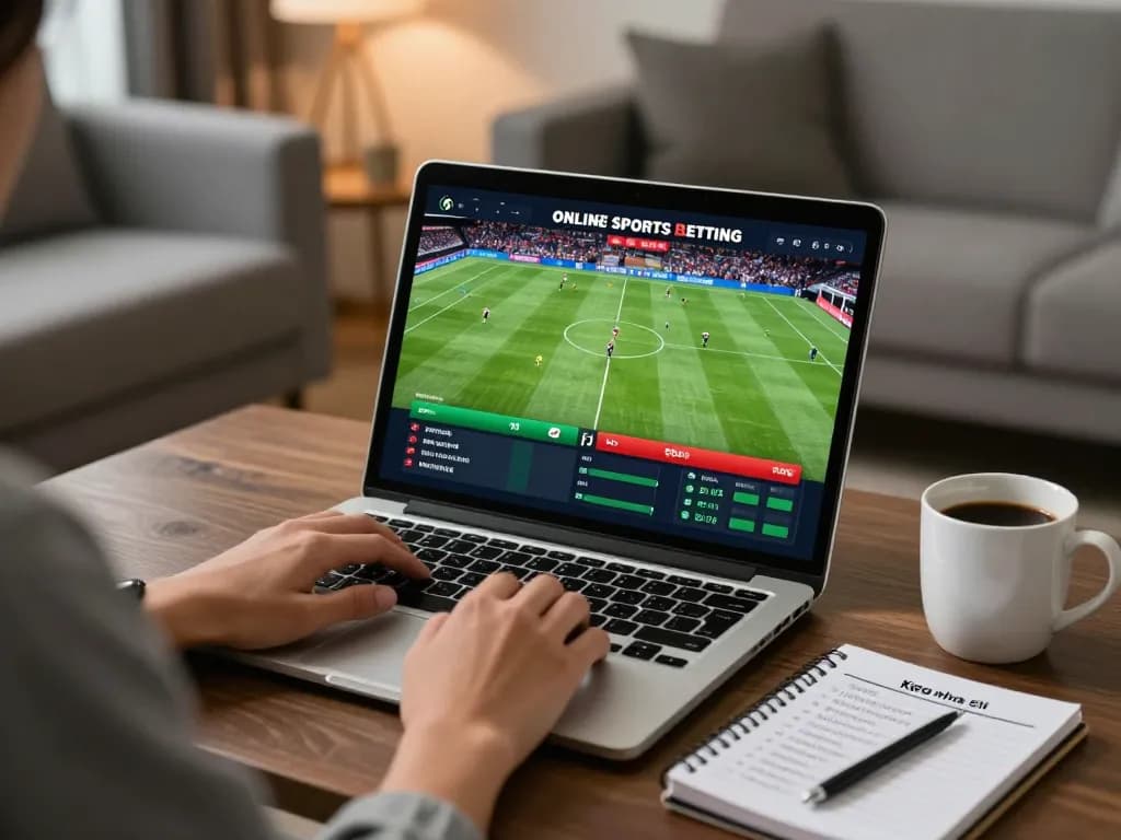 Placing strategic bets on Keo nha cai with a laptop in a modern living room.