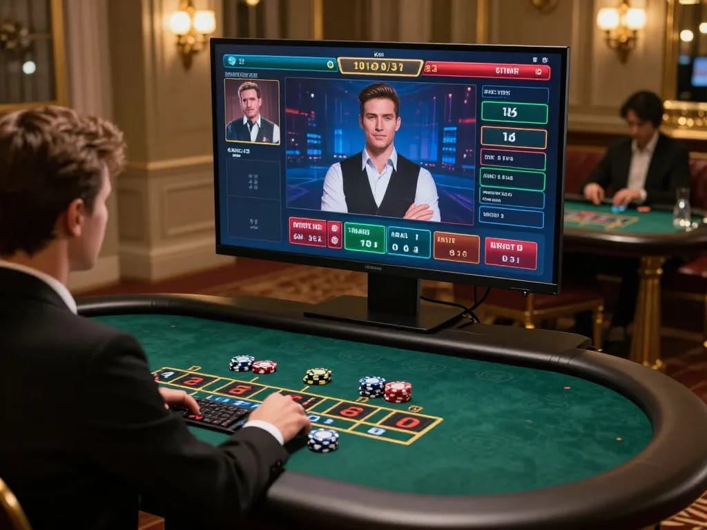 CM88-VN engaging online blackjack game with professional dealer in a luxurious setting