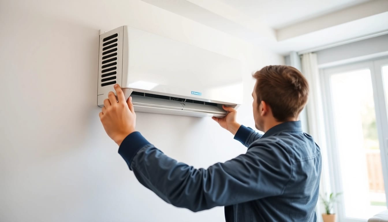 Install a sleek mini split ac for modern cooling solutions in a stylish living space.