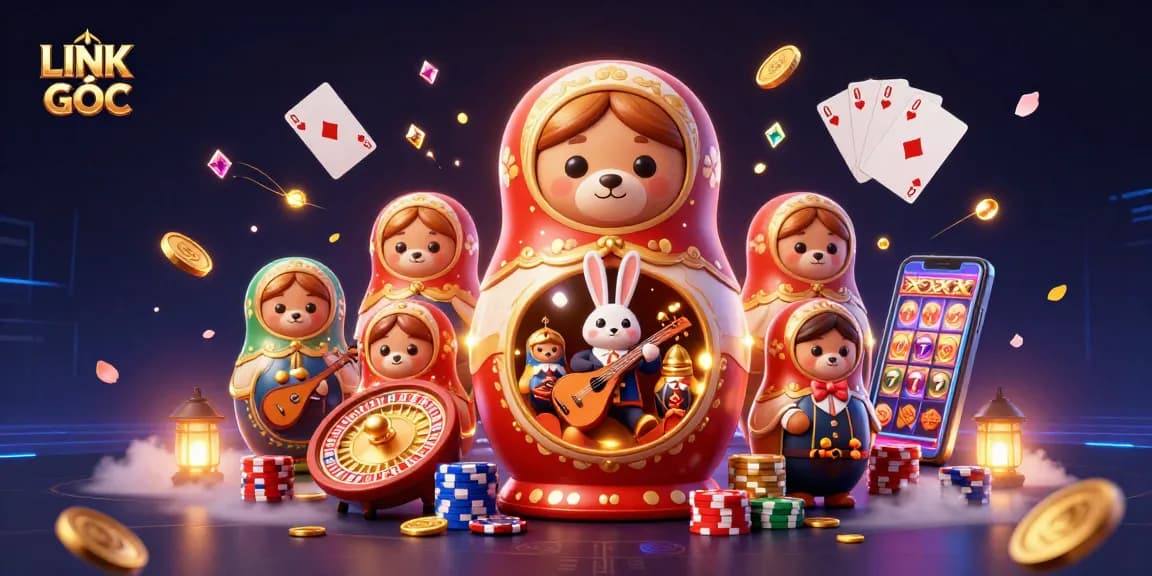 Play LINK GỐC and enjoy dynamic casino excitement featuring vibrant characters and elements.
