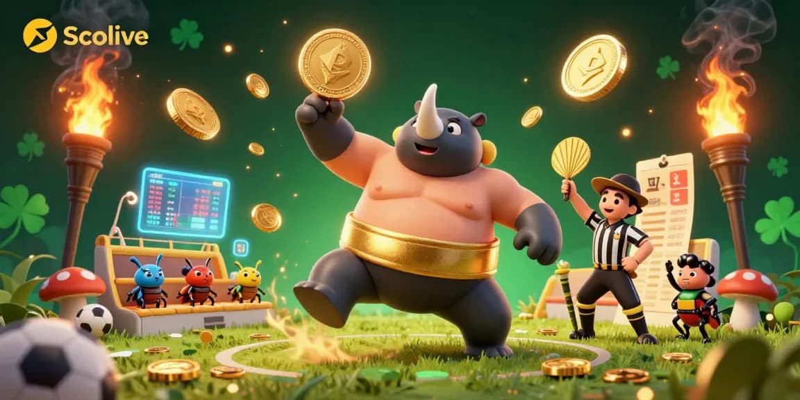 Socolive sports betting illustration with a champion beetle and gambling elements for a dynamic experience.