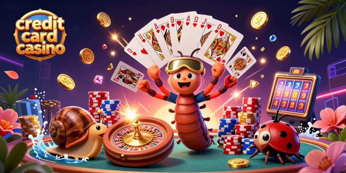 Experience the excitement of a credit card casino with a 3D cartoon dealer and a high-roller in action.