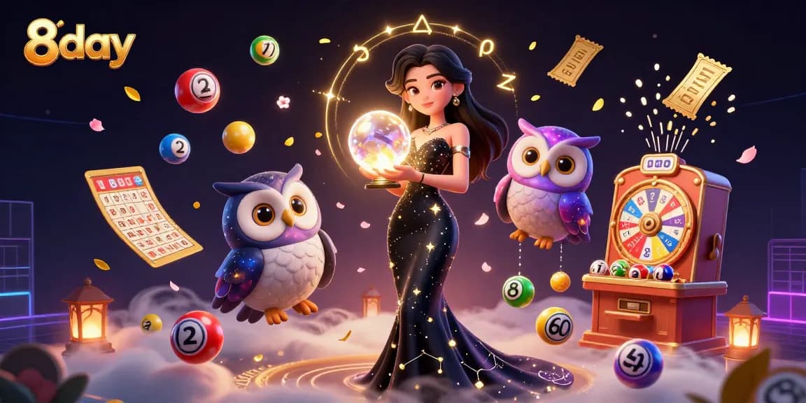 Experience the thrill of 8day casino with vibrant lottery elements and a mystical atmosphere.