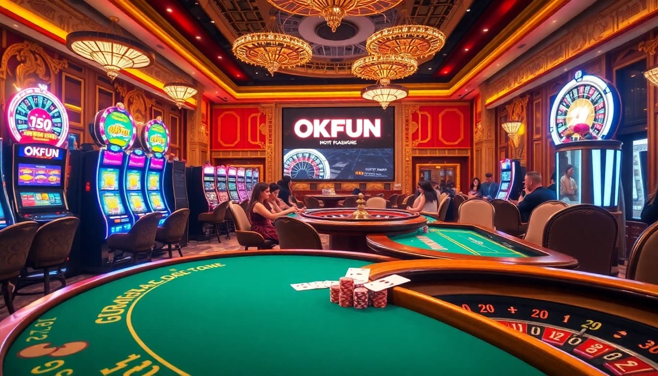 Experience thrilling gambling action at OKFUN's vibrant casino tables.
