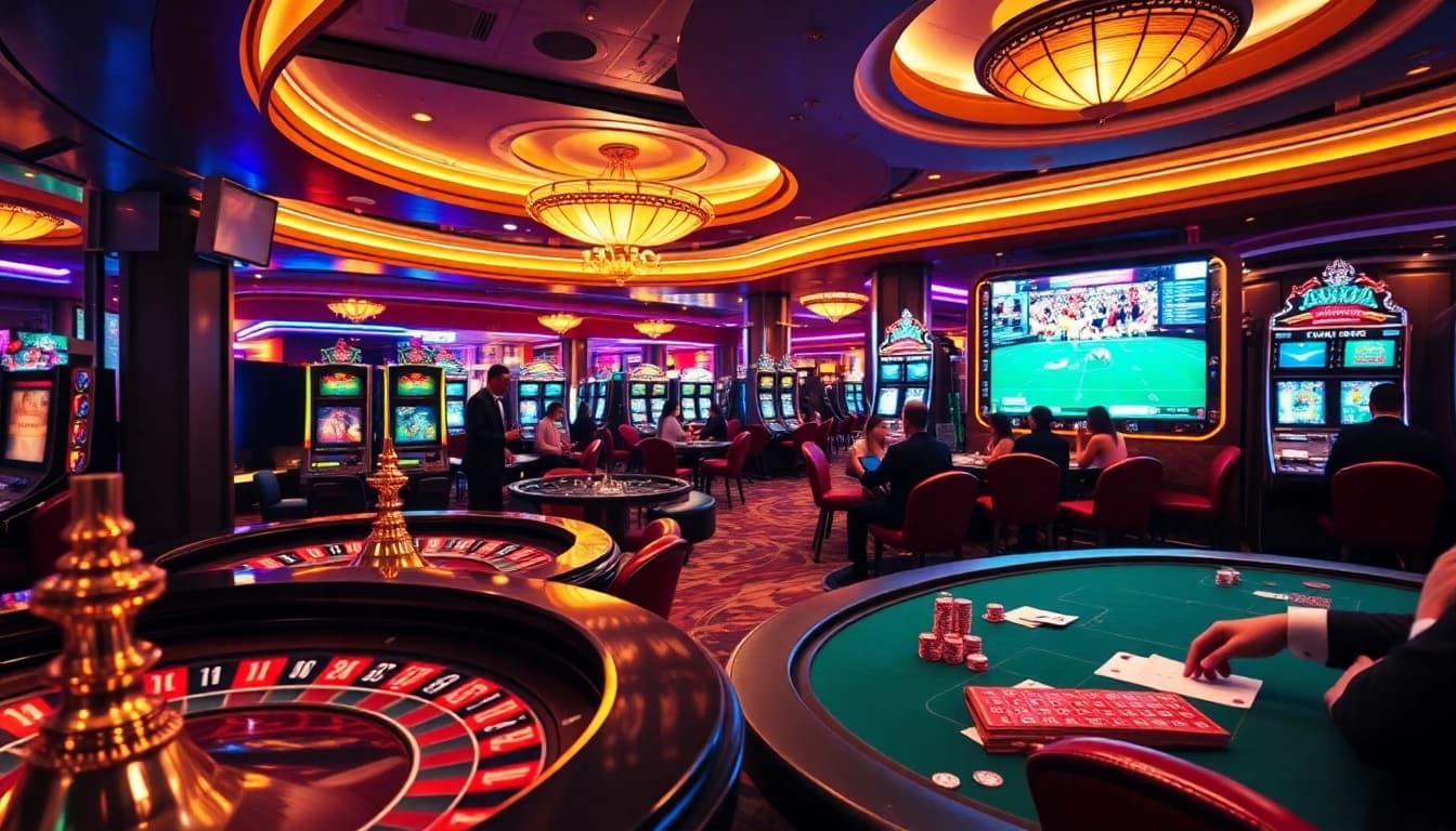Xoilac players enjoying thrilling roulette action in a luxurious casino.