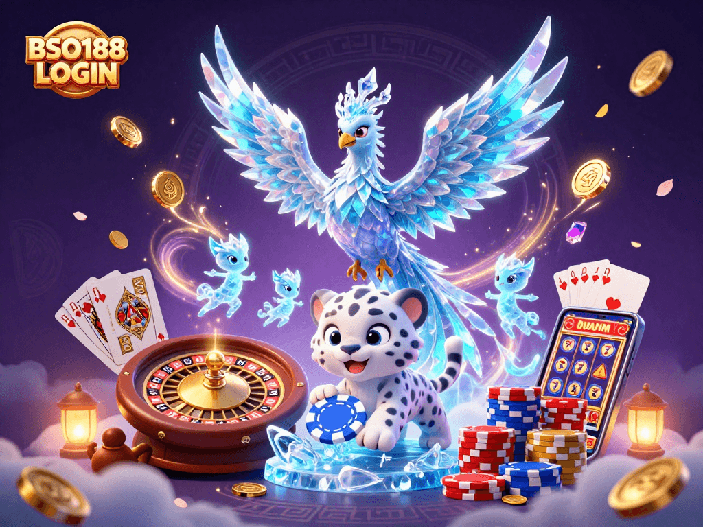 Engage with BSO188 LOGIN and experience vibrant casino elements in a dynamic scene full of excitement.