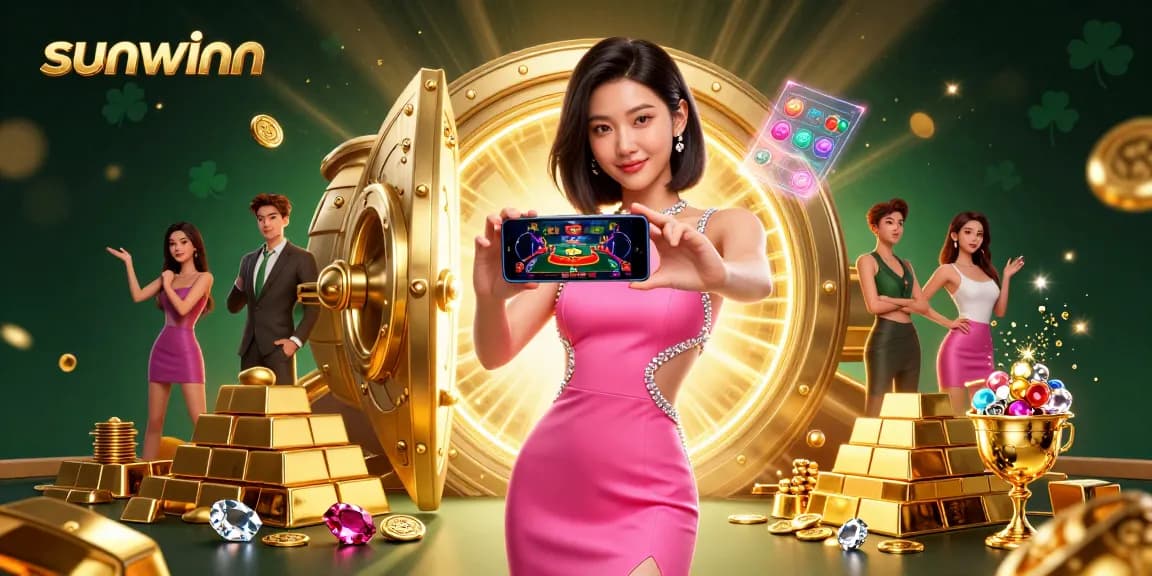 Engage with sunwinn live dealer games in an elegant casino scene filled with treasures and excitement.