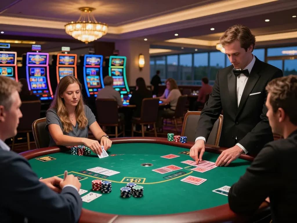 Betting action at the blackjack table in a luxurious casino, highlighting 789 strategy.
