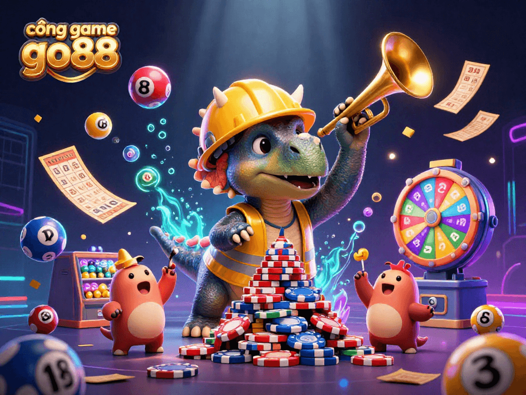 Experience the thrill of cổng game go88 with this vibrant 3D illustration of a fun casino scene!
