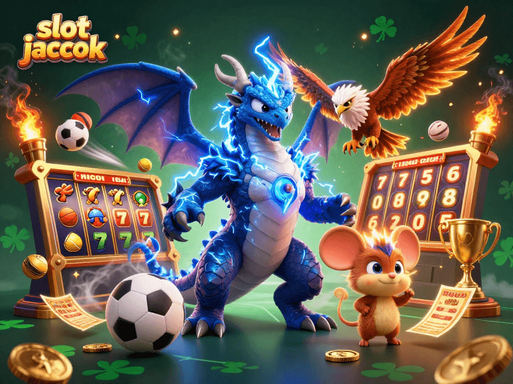 Spin the slot jackpot reels with powerful characters in this vibrant casino-themed illustration.