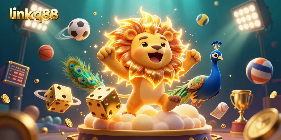 Experience thrilling wins with link q88 in this vibrant and dynamic casino-themed illustration.