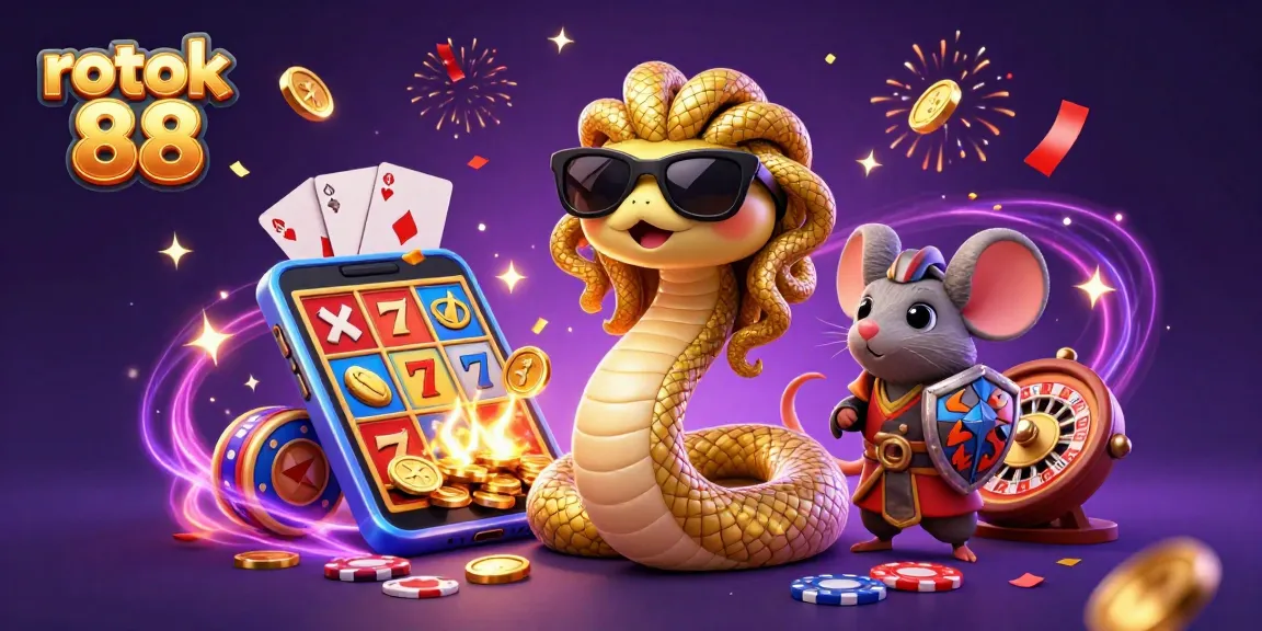Play exciting games at rokok 88, featuring colorful slot reels and a magical atmosphere!