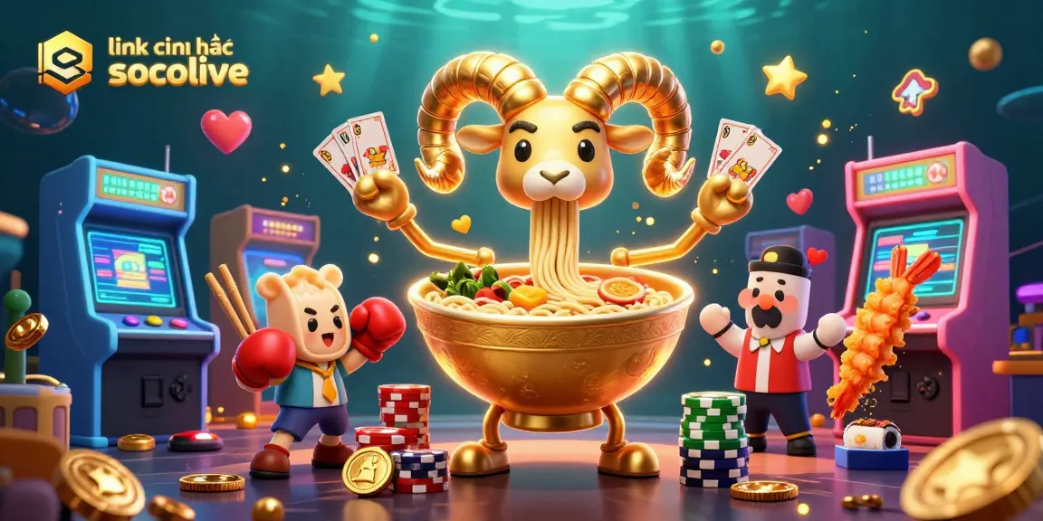 Experience link chính thức socolive with dynamic 3D casino characters interacting amidst arcade game elements.