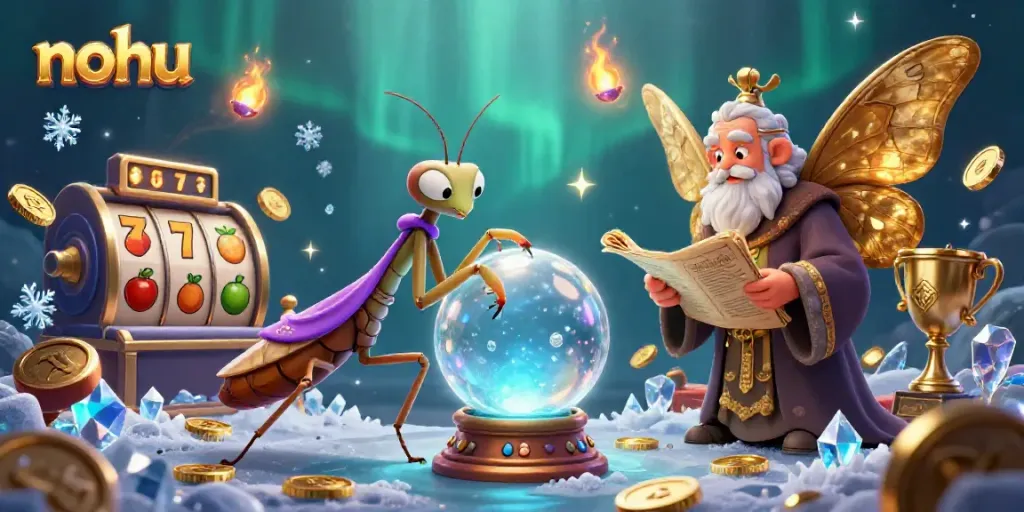 Nohu-themed 3D casino illustration featuring a fortune teller and mystical elements